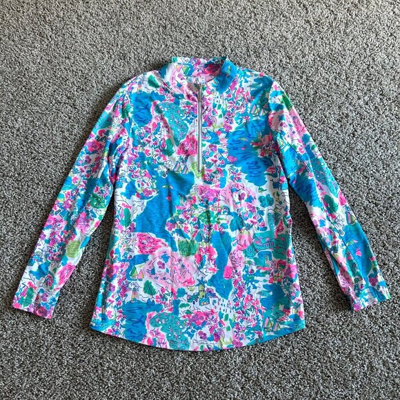 Lulu B Womens Sz XS Quarter-Zip Pullover Multicolor Print Long Sleeve Top - Picture 2 of 9
